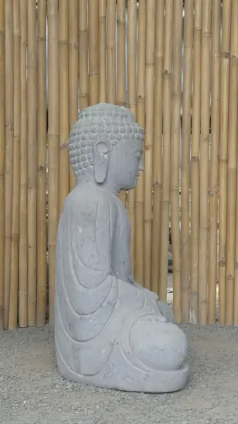 Product image 6 of the product “Seated Japanese Buddha made of Riverstone in Dhyana position - gesture of meditation, H. 99cm ”